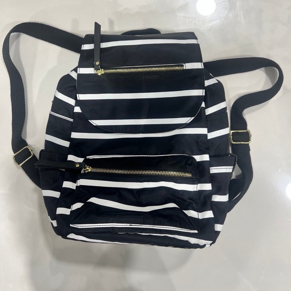Madden Girl Black and White Striped Backpack